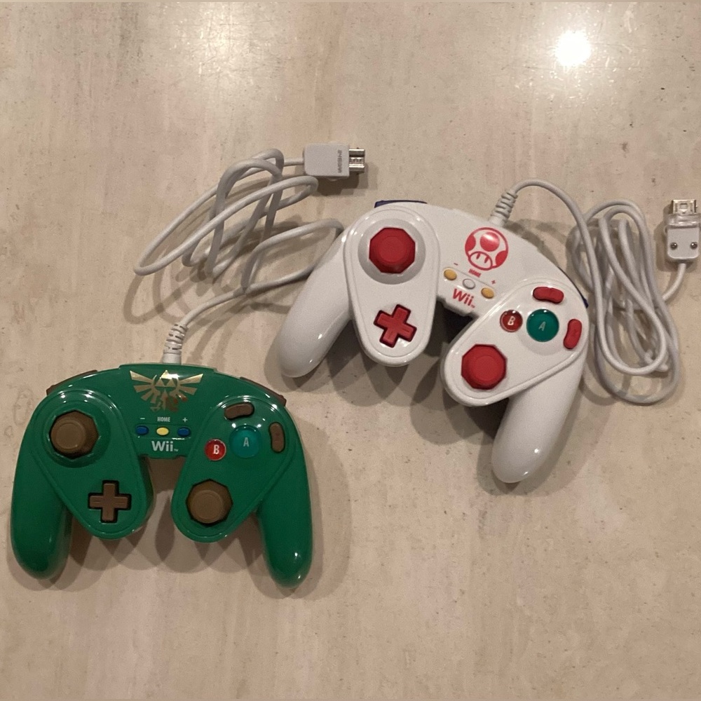 Zelda Wired Fight Pad Link & Toad Wired Fight Pad Controllers Wii Wii U Lot Of 2